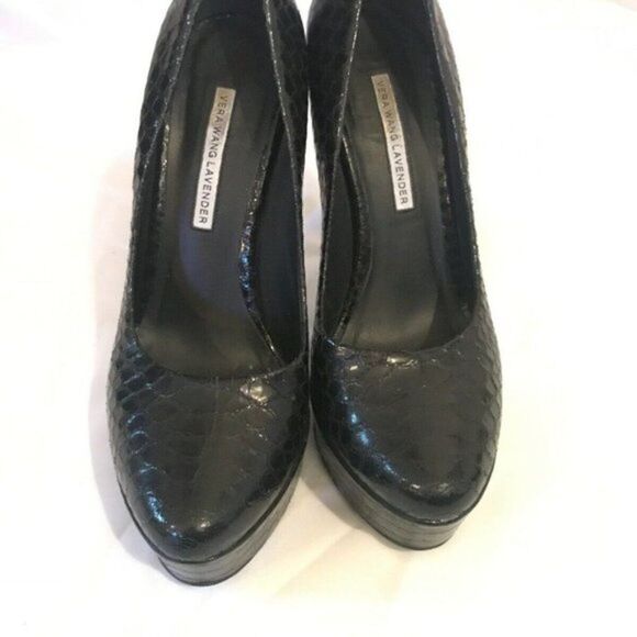 Vera Wang Heels High Lavender Black Reptile - Picture 3 of 8